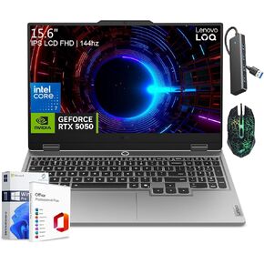 كمبيوتر محمول للألعاب Lenovo LOQ، مقاس 15.6 بوصة FHD IPS 144 هرتز، Intel 14-Core i7-13650HX، GeForce RTX 5050، ذاكرة الوصول العشوائي DDR5 سعة 24 جيجابايت، 2 تيرابايت SSD، Windows 11 Pro، 2021 Lifetime MS Luna Gray in Kuwait