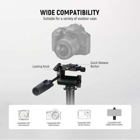 NEEWER 24" Outdoor Camera Magic Arm for Hunting, Over 5 Quiet Joints Lightweight Aluminum Tree Stand Trail Camera Mount with Bubble Level/Ergonomic Grip/Strap for Wildlife Adventure Filming, ST010 in Saudi Arabia