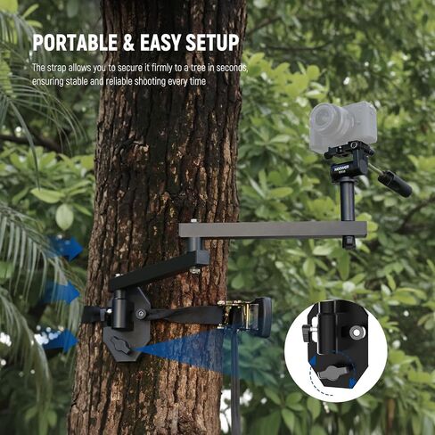 NEEWER 24" Outdoor Camera Magic Arm for Hunting, Over 5 Quiet Joints Lightweight Aluminum Tree Stand Trail Camera Mount with Bubble Level/Ergonomic Grip/Strap for Wildlife Adventure Filming, ST010 in Saudi Arabia