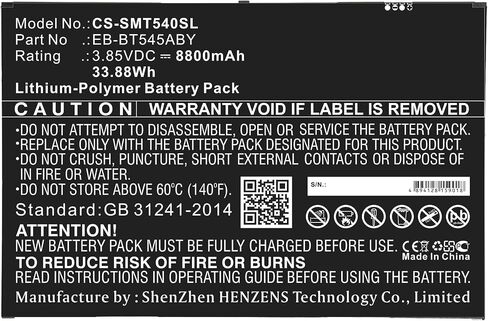 بطارية بديلة لأجهزة سامسونج SM-T540، SM-T545، SM-T547، Tab Active Pro، Tab Active Pro 10.1، EB-BT545ABY، 3.85 فولت/8800 مللي أمبير في الساعة in Kuwait