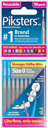Piksters Interdental Brushes, Size 0, Grey Handle in Kuwait