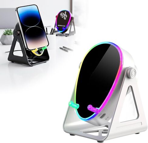 5-in-1 Wireless Induction Bluetooth Speaker with Adjustable Phone Stand, 2026 Upgraded Rechargeable Induction Speaker with Phone Stand, Wireless Induction Bluetooth Audio, with Colorful Light (Black) in Saudi Arabia