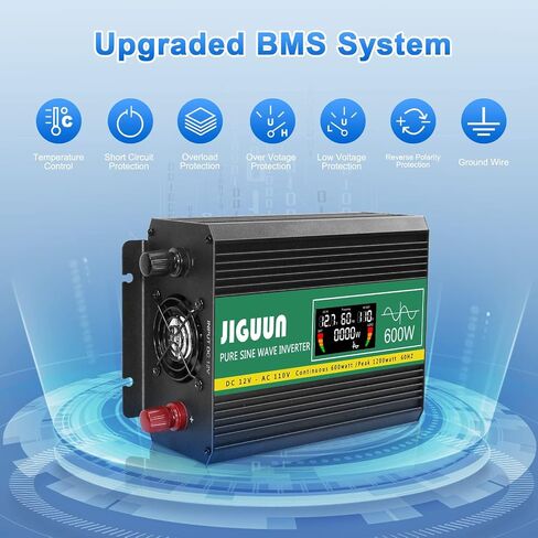 JIGUUN 1500 Watt Pure Sine Wave Power Inverter 12v DC to 110/120v AC Converter 3 AC & USB Output,Power Inverter LCD Display for Home RV Camping Car Truck 3000 Peak in Saudi Arabia
