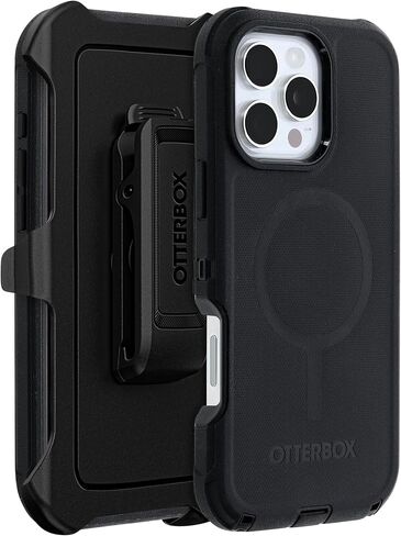 OtterBox iPhone 16 Pro Max (فقط) - حافظة MagSafe من سلسلة Defender - أسود - يتضمن مشبك الحافظة - مغناطيس مدمج - بدون شاشة - متين ومتين - مع حماية للمنافذ - عبوة غير مخصصة للبيع بالتجزئة in Kuwait