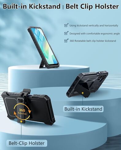حافظة FNTCASE لهاتف Samsung Galaxy A16-5G: غطاء هاتف خلوي متين من الدرجة العسكرية مع مسند وحافظة | تصميم ممتص للصدمات مصنوع من مادة TPU المقاومة للصدمات لهاتف Galaxy A16 مقاس 6.7 بوصة - أسود in Kuwait