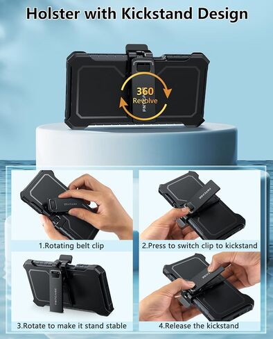 حافظة FNTCASE لهاتف Samsung Galaxy A16-5G: غطاء هاتف خلوي متين من الدرجة العسكرية مع مسند وحافظة | تصميم ممتص للصدمات مصنوع من مادة TPU المقاومة للصدمات لهاتف Galaxy A16 مقاس 6.7 بوصة - أسود in Kuwait