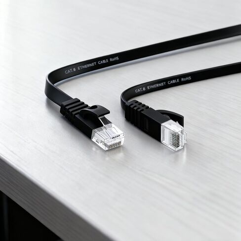 Cat 6 Ethernet Cable 7ft (at a Cat5e Price but Higher Bandwidth) Flat Internet Network Cables - Cat6 Ethernet Patch Cable Short - Black Computer LAN Cable with Snagless RJ45 Connectors in Saudi Arabia