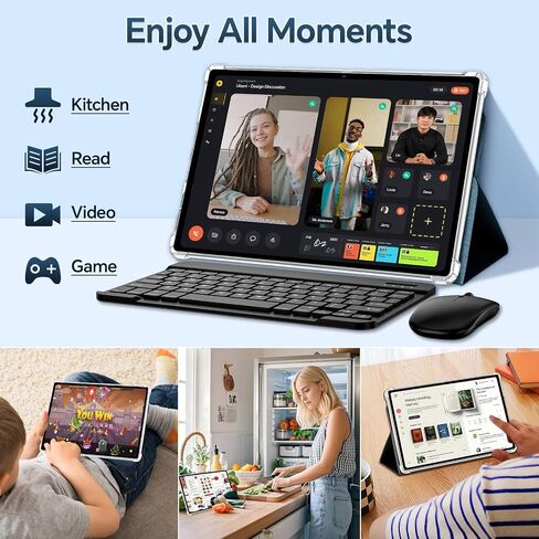 Android Tablet, 10 inch IPS Touchscreen with Case, Android 15 with Octa-core Processor, 12GB RAM 256GB ROM Android Tablet with Keyboard, 8000mAh Battery, 5MP+13MP Dual Camera, 5G WiFi, Blue in Saudi Arabia