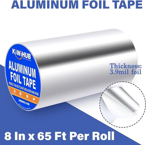KIWIHUB Aluminum Foil Tape, 4.2 Mil (2 inch-82ft), Insulation Adhesive Metal High Temperature Heavy Duty HVAC Tape, Silver for Ductwork, Dryer Vent, HVAC in Saudi Arabia