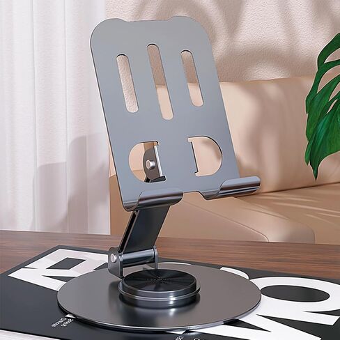 Metal Cell Phone Stand, Multi-Angel Adjustable Rotation, Non-Slip Metal Phone Stand for Desk(Grey) in Saudi Arabia