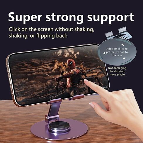 Metal Cell Phone Stand, Multi-Angel Adjustable Rotation, Non-Slip Metal Phone Stand for Desk(Grey) in Saudi Arabia