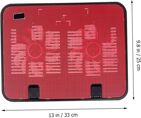 Laptop Cooler with Dual Quiet Fans USB Powered Notebook Cooling Pad Stand Anti-Slip Design for Travel and Home Use Red in Saudi Arabia