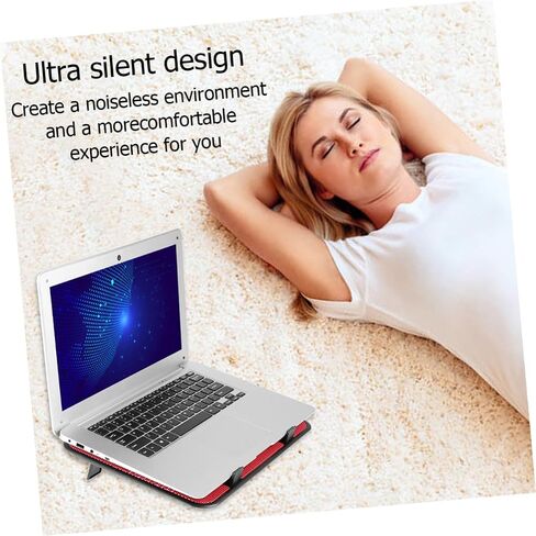 Laptop Cooler with Dual Quiet Fans USB Powered Notebook Cooling Pad Stand Anti-Slip Design for Travel and Home Use Red in Saudi Arabia