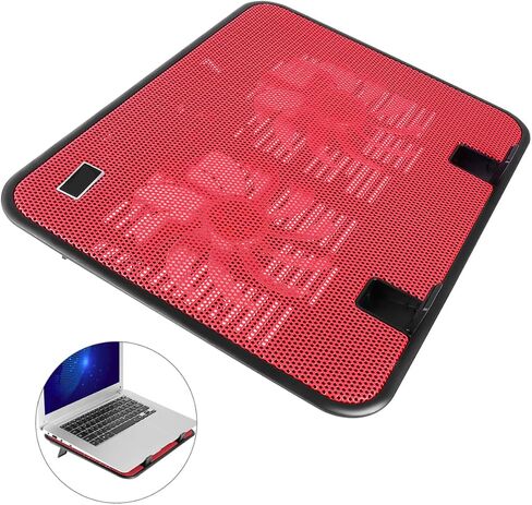 Laptop Cooler with Dual Quiet Fans USB Powered Notebook Cooling Pad Stand Anti-Slip Design for Travel and Home Use Red in Saudi Arabia