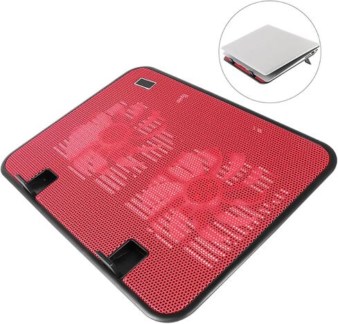 Laptop Cooler with Dual Quiet Fans USB Powered Notebook Cooling Pad Stand Anti-Slip Design for Travel and Home Use Red in Saudi Arabia