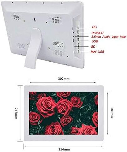 إطار صور رقمي مقاس 14 بوصة، شاشة IPS كاملة 1280x800، مشغل موسيقى وفيديو، يدعم بطاقة USB/SD، دوران تلقائي. in Saudi Arabia