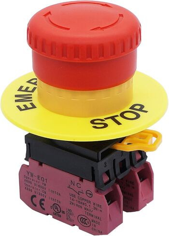 TWTADE / 22mm 2 NC Red Sign Mushroom Emergency Stop Push Button Switch Station 10A 600V Stop Switch Box (Warranty 3 Years) YW1B-V4E02R-BOX in Kuwait