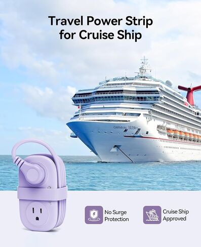 ORICO 4FT Purple Travel Power Strip with 4 AC Outlets, 2 USB-A Ports, and 1 USB-C Port, 45° Flat Plug Extension Cord with Non Surge Protector for Travel/Home/Dorm/Office-AP3 in Saudi Arabia