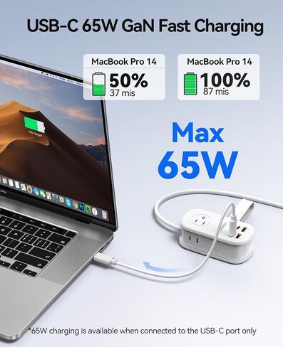 ORICO 4FT Purple Travel Power Strip with 4 AC Outlets, 2 USB-A Ports, and 1 USB-C Port, 45° Flat Plug Extension Cord with Non Surge Protector for Travel/Home/Dorm/Office-AP3 in Saudi Arabia