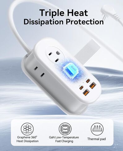 ORICO 4FT Purple Travel Power Strip with 4 AC Outlets, 2 USB-A Ports, and 1 USB-C Port, 45° Flat Plug Extension Cord with Non Surge Protector for Travel/Home/Dorm/Office-AP3 in Saudi Arabia