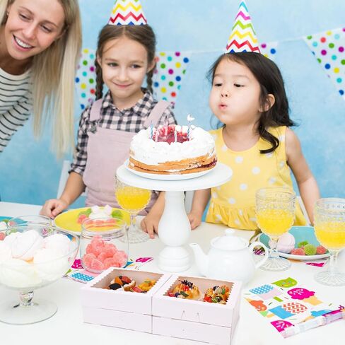 صناديق مخبز موريتو مقاس 8 × 8 × 2.5 بوصة، 50 قطعة من صناديق البسكويت البيضاء وصناديق المعجنات مع نافذة للكعك والفراولة والمعجنات in Kuwait