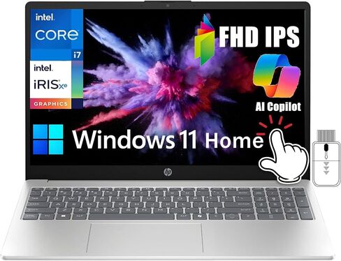 كمبيوتر محمول HP 15.6 FHD يعمل باللمس للأعمال والطلاب، Intel 10-Core i7-1355U (حتى 5 جيجا هرتز)، ذاكرة الوصول العشوائي 32 جيجابايت 1 تيرابايت SSD، Intel Iris Xe Graphics، Copilot AI، لوحة رقمية، WiFi 6، Windows 11 Home، مع ملحق in Kuwait