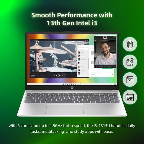 كمبيوتر محمول HP بشاشة لمس FHD مقاس 15.6 بوصة - Intel 8-Core i3-N305 (يصل إلى 3.8 جيجا هرتز) وذاكرة الوصول العشوائي DDR4 سعة 16 جيجابايت وسعة 512 جيجابايت SSD، كمبيوتر محمول مع كاميرا ويب خاصة عالية الدقة وشحن سريع Copilot AI WiFi 6 Win11، مع ملحق Redrago in Kuwait