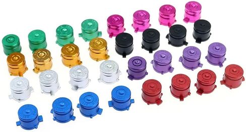 Replacement Aluminum Metal Bullet Buttons Thumb Stick Caps for Playstation3 4 PS3 PS4 Controller ABXY Buttons Repair Parts (Silver) in Saudi Arabia