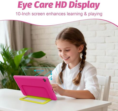 10 inch Kids Tablet with Case, Android 15 Tablet for Kids Ages 3-12 Years, 20GB+64GB(1TB TF Expand), Octa-Core Processor, Parental Controls, WiFi 6, BT5.3,Preloaded Edu Apps (Pink) in Kuwait