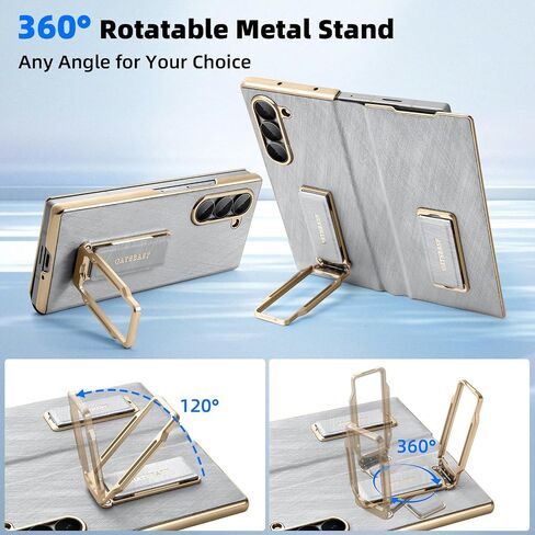 Dual Grip for Samsung Galaxy Z Fold 7 Leather Case with Hand Strap,360° Rotatable Stand,Full Body Screen Protector Flip Cases,Hinge Protection Anti-Scratch Shockproof Phone Cover,Blue Shadow in Saudi Arabia