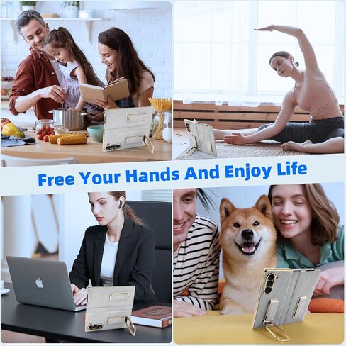 Dual Grip for Samsung Galaxy Z Fold 7 Leather Case with Hand Strap,360° Rotatable Stand,Full Body Screen Protector Flip Cases,Hinge Protection Anti-Scratch Shockproof Phone Cover,Blue Shadow in Saudi Arabia