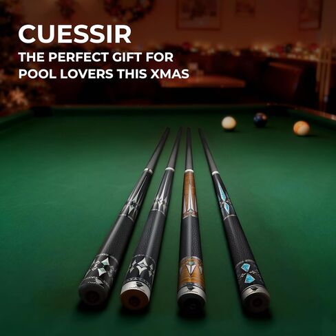 Carbon Fiber Pool Cue Stick with Case, 2pieces 58inch Low Deflection Professional Cue Stick for Billiards, Pro Taper Carbon Fibre Shaft with Genuine Leather Wrap and 12.5mm Tip (19oz-20oz) in Saudi Arabia