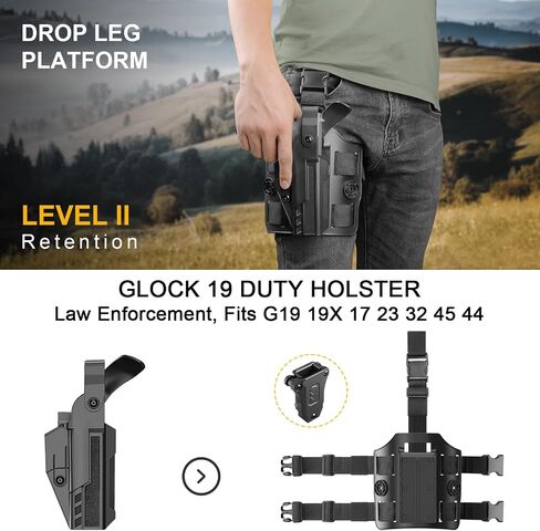 حافظة Glock 19/17/19X/23/32/44/45 - حافظة واجب G19 للجيل 1-5، مجداف OWB مع مشبك ثابت، إطلاق الإبهام، 60 قابل للتعديل in Kuwait