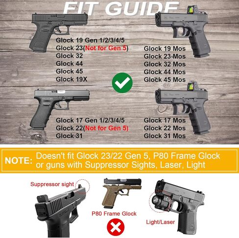 حافظة Glock 19/17/19X/23/32/44/45 - حافظة واجب G19 للجيل 1-5، مجداف OWB مع مشبك ثابت، إطلاق الإبهام، 60 قابل للتعديل in Kuwait
