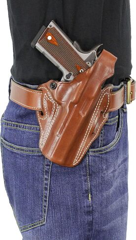 DeSantis Thumb Break Scabbard - OWB Gun Holster for Men and Women, Leather Belt Slide Holster for Pistols, Exact Molding, Secure and Concealable Carry in Kuwait
