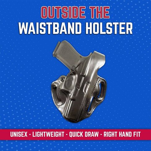DeSantis Thumb Break Scabbard - OWB Gun Holster for Men and Women, Leather Belt Slide Holster for Pistols, Exact Molding, Secure and Concealable Carry in Kuwait