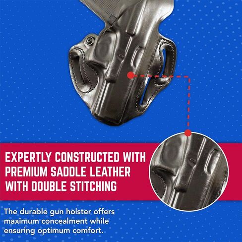 DeSantis Thumb Break Scabbard - OWB Gun Holster for Men and Women, Leather Belt Slide Holster for Pistols, Exact Molding, Secure and Concealable Carry in Kuwait