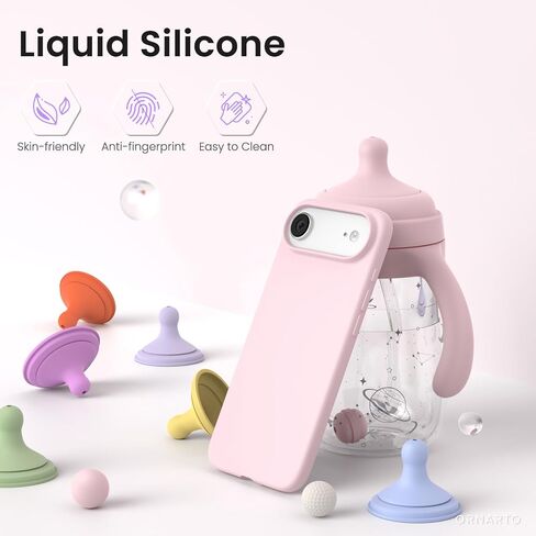 ORNARTO for iPhone Air Case 6.5", Slim Liquid Silicone 3 Layers Soft Gel Rubber Shockproof Protective Cover with Anti-Scratch Microfiber Lining-Chalk Pink in Saudi Arabia
