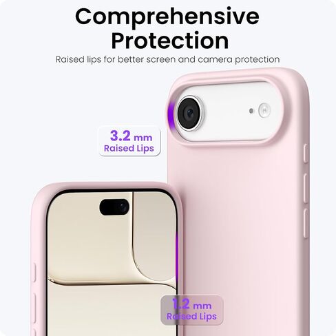 ORNARTO for iPhone Air Case 6.5", Slim Liquid Silicone 3 Layers Soft Gel Rubber Shockproof Protective Cover with Anti-Scratch Microfiber Lining-Chalk Pink in Saudi Arabia
