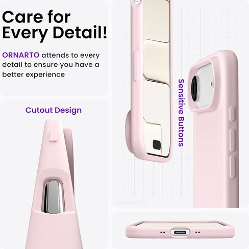 ORNARTO for iPhone Air Case 6.5", Slim Liquid Silicone 3 Layers Soft Gel Rubber Shockproof Protective Cover with Anti-Scratch Microfiber Lining-Chalk Pink in Saudi Arabia