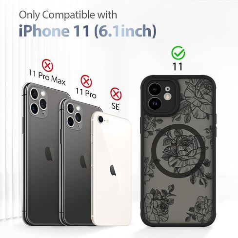حافظة AIGOMARA لهاتف iPhone 13 [متوافقة مع MagSafe] تصميم بنمط زهور سوداء للنساء والفتيات وممتص للصدمات ناعم من مادة TPU وغطاء خلفي صلب من البولي كربونات مضاد للسقوط ومضاد للصدمات وغطاء مغناطيسي نحيف in Kuwait