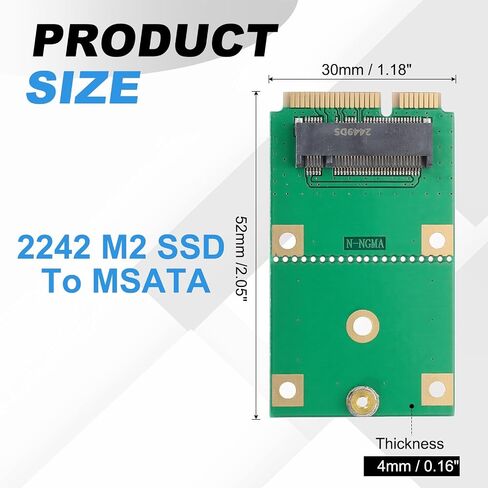 PATIKIL M2 NVME SSD نقل بطاقة محول ممتدة 2242-MSATA، محول تمديد M.2 يتغير إلى حجم طويل مع مفكات لمقاهي الإنترنت في المنزل والمكتب، أخضر in Kuwait