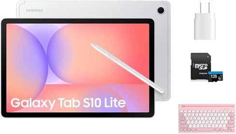 Samsung Galaxy Tab S11 11" Tablet 256GB (2025) Silver + 128GB microSD Card + 25W Super Fast Charger + Mytrix Bluetooth Keyboard – Wi-Fi Android Tablet, Large Display, Work & Study Bundle in Kuwait