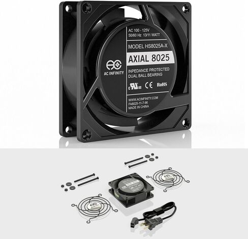 AC Infinity AXIAL 8025، مروحة الكعك، 120 فولت تيار متردد 80 مم × 25 مم عالية السرعة، معتمدة من UL لمشاريع عادم تهوية التبريد DIY (عبوة من 2) in Saudi Arabia