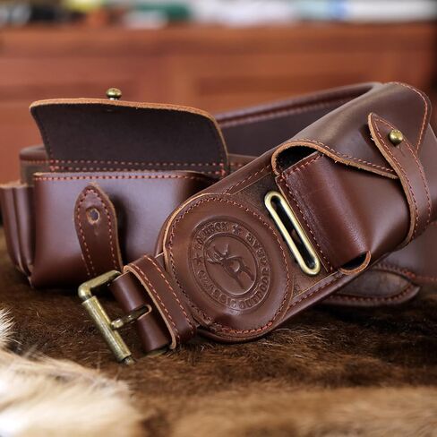 TOURBON PU Leather 410 Shell Holder with 2 Ammo Carrier Pouch, Hunting Shooting Rifle Bandolier Cartridge Belt for 308, 30-30, 30-06, 270, 300 in Saudi Arabia
