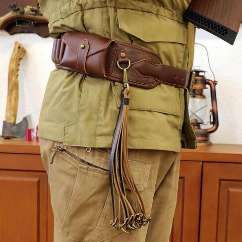 TOURBON PU Leather 410 Shell Holder with 2 Ammo Carrier Pouch, Hunting Shooting Rifle Bandolier Cartridge Belt for 308, 30-30, 30-06, 270, 300 in Saudi Arabia