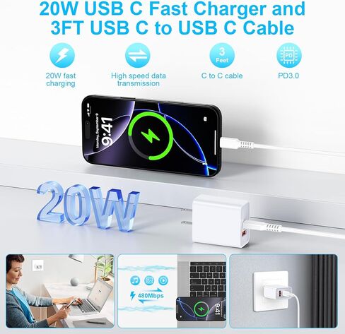 Fast Charger for Google Pixel 10/10 Pro/10 Pro XL/9a/9/9 Pro/ 9 Pro XL/8a/8/8 Pro/7a/7/7 Pro/6a/6/6 Pro/5/4a/3XL/2/XL, Samsung Galaxy A16 5G, 20W USB C Fast Charger with 6FT Type C Fast Charging Cable in Saudi Arabia