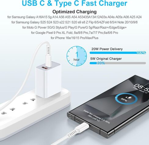 Fast Charger for Google Pixel 10/10 Pro/10 Pro XL/9a/9/9 Pro/ 9 Pro XL/8a/8/8 Pro/7a/7/7 Pro/6a/6/6 Pro/5/4a/3XL/2/XL, Samsung Galaxy A16 5G, 20W USB C Fast Charger with 6FT Type C Fast Charging Cable in Saudi Arabia