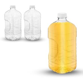 MT Products 64 oz Empty Clear PET Plastic Juice Bottles with Tamper Evident Caps Set of 4 Bottles and 4 Caps - Made in The USA in Kuwait