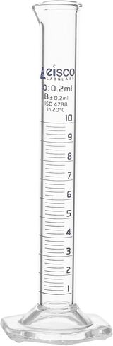 Graduated Cylinder, 1000ml - Class B Tolerance ±10.0ml - Hexagonal Base - Blue Graduations - Borosilicate 3.3 Glass - Eisco Labs in Saudi Arabia